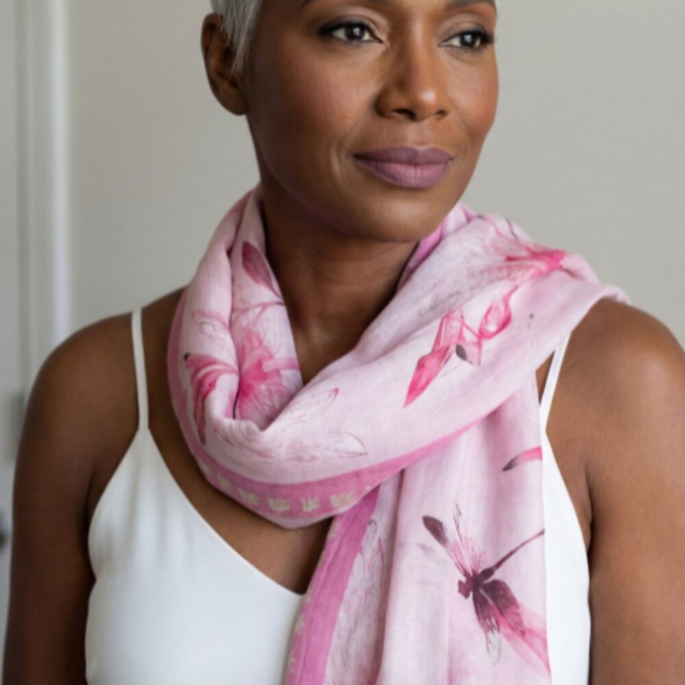 Blush Pink DRagonfly Lightweight Scarf